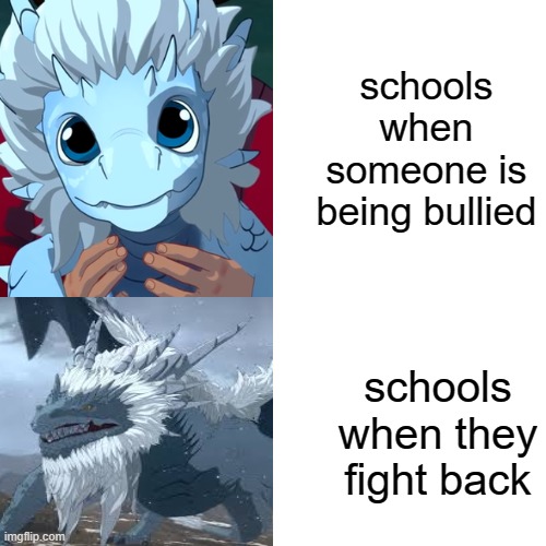 why is it like this | schools when someone is being bullied; schools when they fight back | image tagged in school | made w/ Imgflip meme maker