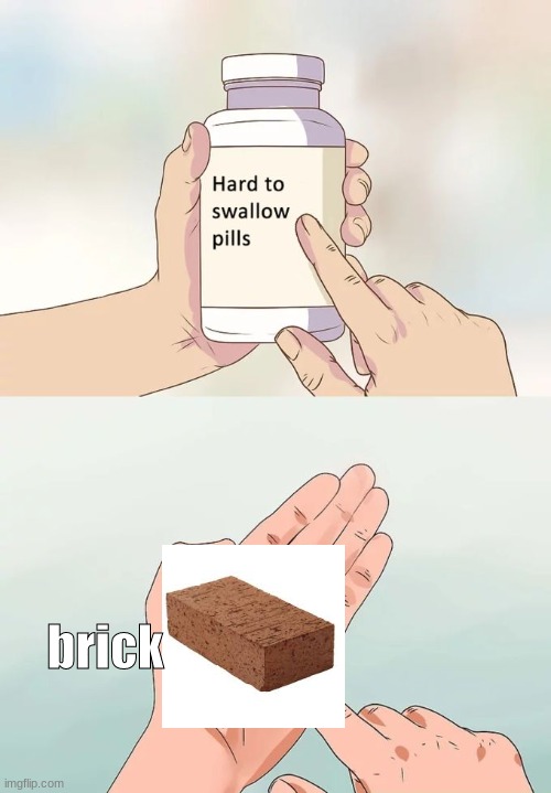 brick |  brick | image tagged in memes,hard to swallow pills | made w/ Imgflip meme maker
