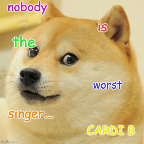 some true facts | nobody; is; the; worst; singer... CARDI B | image tagged in memes,doge | made w/ Imgflip meme maker