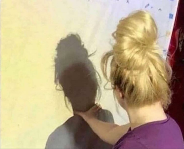 Girl Choking Her Shadow Blank Meme Template