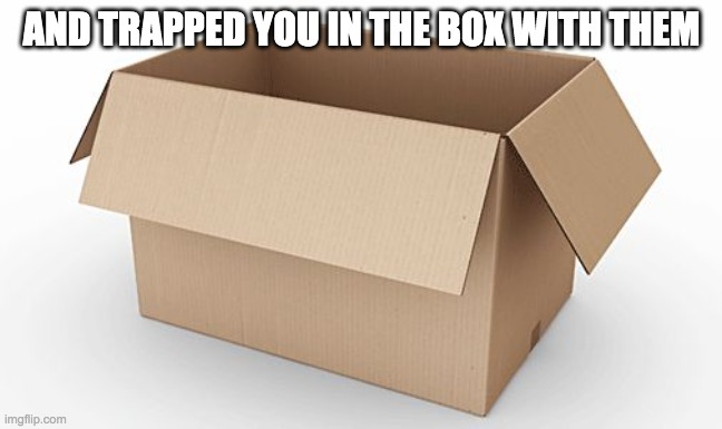 Empty Cardboard Box | AND TRAPPED YOU IN THE BOX WITH THEM | image tagged in empty cardboard box | made w/ Imgflip meme maker