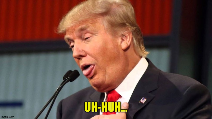 Stupid trump | UH-HUH... | image tagged in stupid trump | made w/ Imgflip meme maker