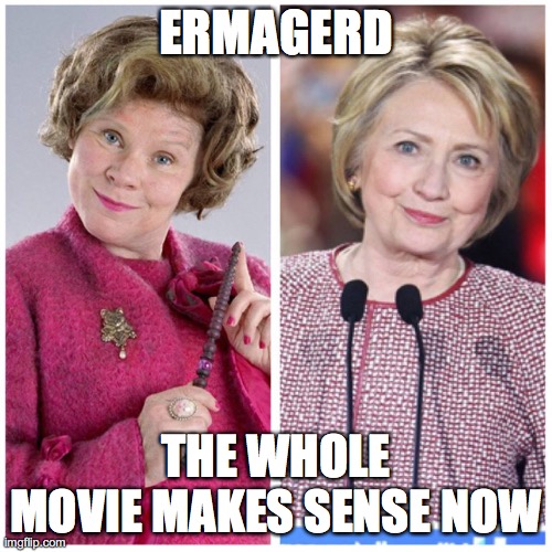 Delores Umbridge Harry Potter | ERMAGERD; THE WHOLE MOVIE MAKES SENSE NOW | image tagged in delores umbridge harry potter | made w/ Imgflip meme maker