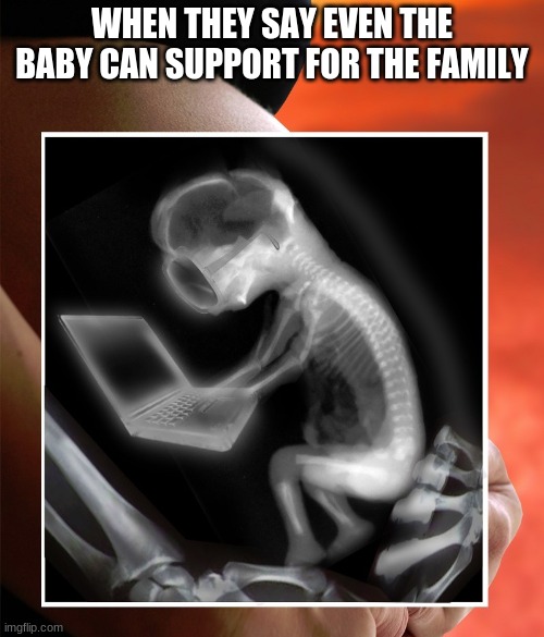 Yes | WHEN THEY SAY EVEN THE BABY CAN SUPPORT FOR THE FAMILY | image tagged in memes,funny,baby | made w/ Imgflip meme maker