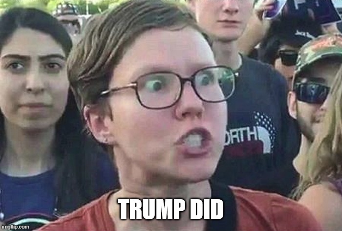 Triggered Liberal | TRUMP DID | image tagged in triggered liberal | made w/ Imgflip meme maker