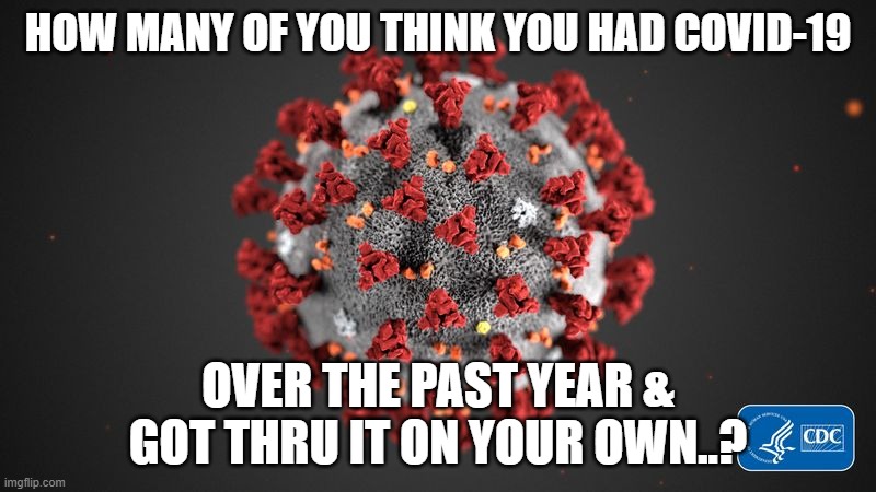 Covid 19 | HOW MANY OF YOU THINK YOU HAD COVID-19; OVER THE PAST YEAR & GOT THRU IT ON YOUR OWN..? | image tagged in covid 19 | made w/ Imgflip meme maker