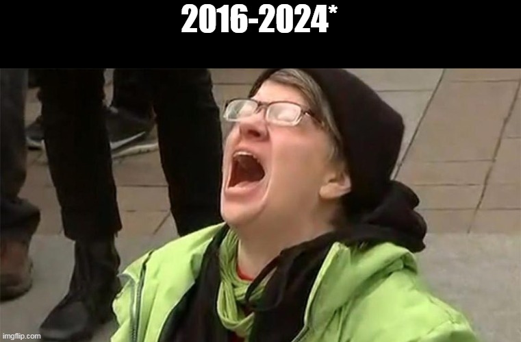 crying liberal | 2016-2024* | image tagged in crying liberal | made w/ Imgflip meme maker