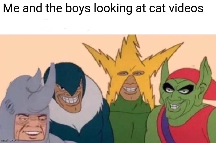 Me And The Boys | Me and the boys looking at cat videos | image tagged in memes,me and the boys | made w/ Imgflip meme maker