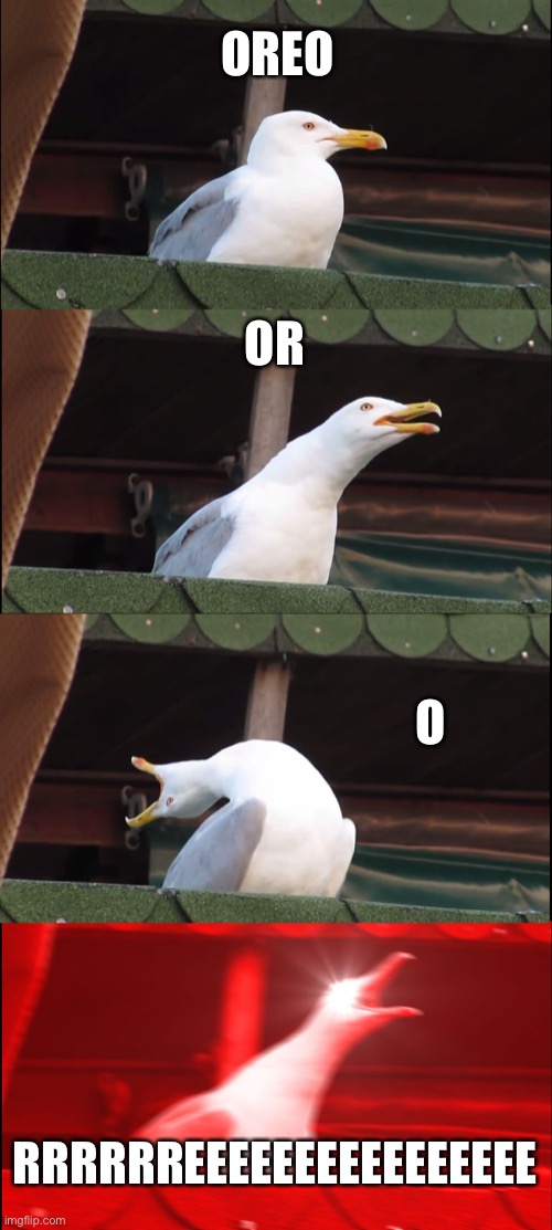 Inhaling Seagull | OREO; OR; O; RRRRRREEEEEEEEEEEEEEEE | image tagged in memes,inhaling seagull,oreo,oreos | made w/ Imgflip meme maker