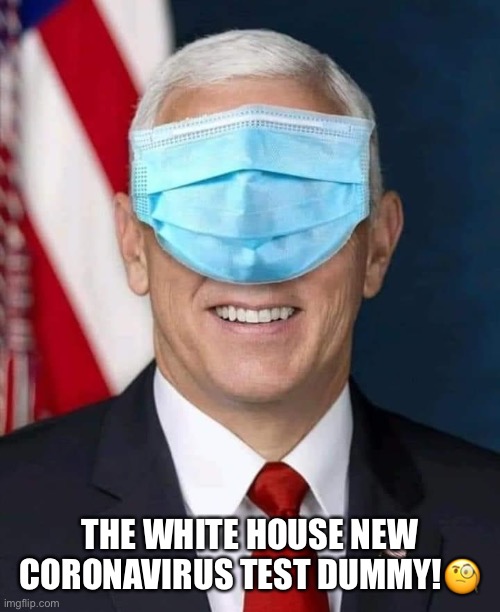 Coronavirus Test Dummy | THE WHITE HOUSE NEW CORONAVIRUS TEST DUMMY!🧐 | image tagged in mike pence,coronavirus,test dummy,mask,donald trump,mayo clinic | made w/ Imgflip meme maker