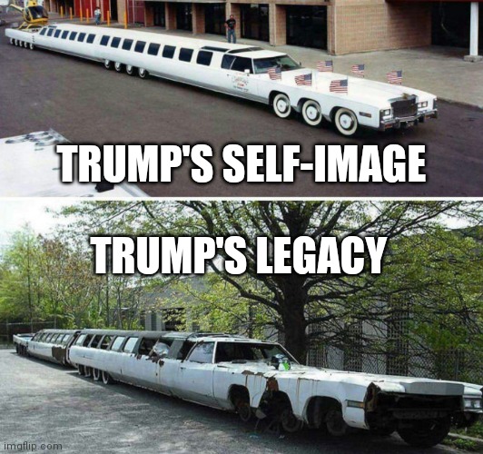 Image vs reality | TRUMP'S SELF-IMAGE; TRUMP'S LEGACY | image tagged in image vs reality | made w/ Imgflip meme maker