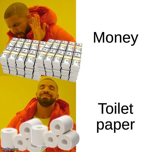 The freshest memes | Money; Toilet paper | image tagged in memes,drake hotline bling | made w/ Imgflip meme maker