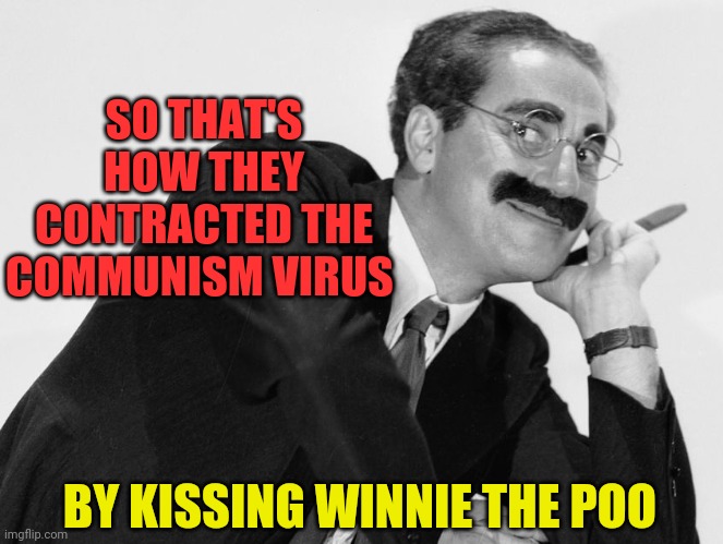BY KISSING WINNIE THE POO SO THAT'S HOW THEY CONTRACTED THE COMMUNISM VIRUS | made w/ Imgflip meme maker