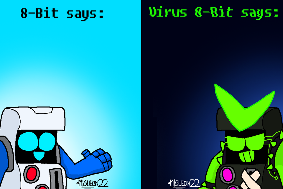 8-Bit says, and Virus 8-Bit says(Brawl Stars) Blank Meme Template