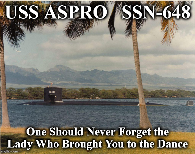 648 | USS ASPRO   SSN-648; One Should Never Forget the Lady Who Brought You to the Dance | image tagged in 648 | made w/ Imgflip meme maker