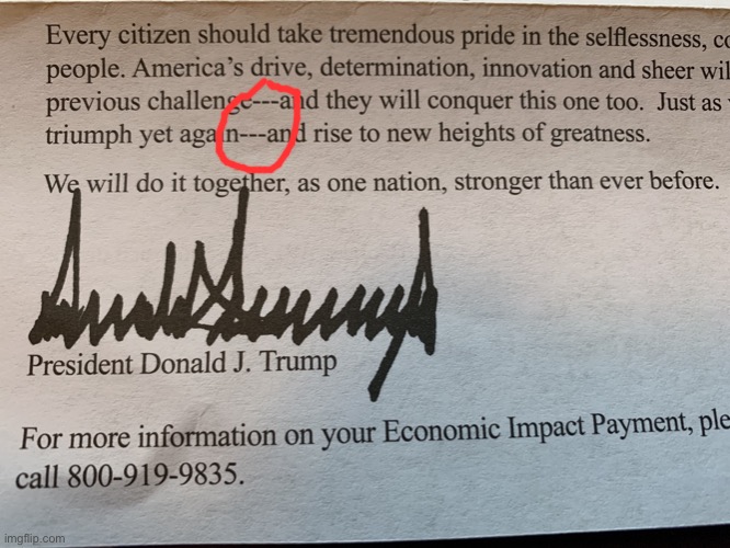 2 hyphens in place of a real em-dash is bad enough. 3 hyphens is unacceptable. Vote him out. | image tagged in trump cares act letter,coronavirus,covid-19,corona virus,politics lol,trump is a moron | made w/ Imgflip meme maker