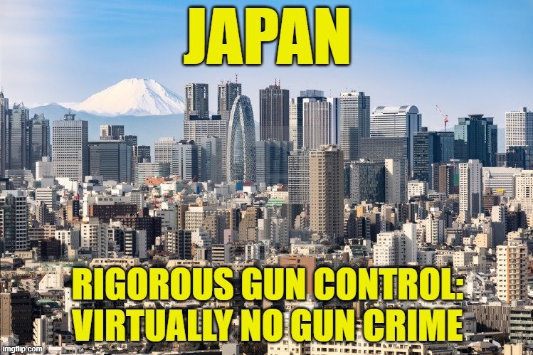 Japan (and South Korea) have achieved something impressive: virtually no gun violence. How did they do it? | image tagged in gun violence,guns,gun control,gun laws,gun rights,second amendment | made w/ Imgflip meme maker
