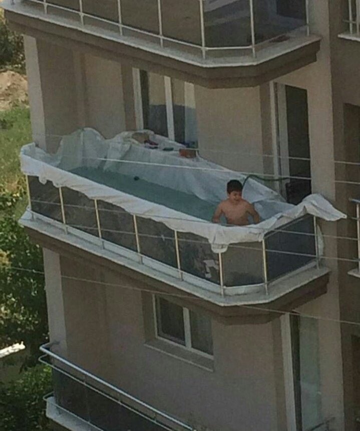 High Quality Pool Balcony Blank Meme Template