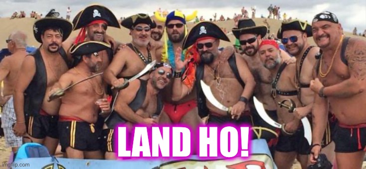 Gay pirates | LAND HO! | image tagged in gay pirates | made w/ Imgflip meme maker