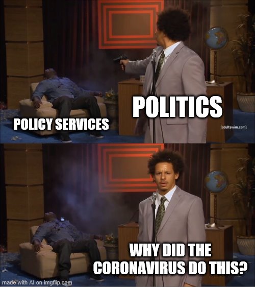 lol. Expect everyone to blame the coronavirus for the failure of everything. | POLITICS; POLICY SERVICES; WHY DID THE CORONAVIRUS DO THIS? | image tagged in memes,who killed hannibal,coronavirus,covid-19,politics,service | made w/ Imgflip meme maker