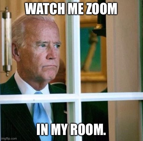 Watch Me Zoom In My Room. | WATCH ME ZOOM; IN MY ROOM. | image tagged in sad joe biden | made w/ Imgflip meme maker