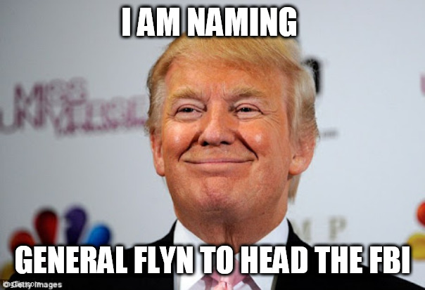 Donald trump approves | I AM NAMING; GENERAL FLYN TO HEAD THE FBI | image tagged in donald trump approves | made w/ Imgflip meme maker