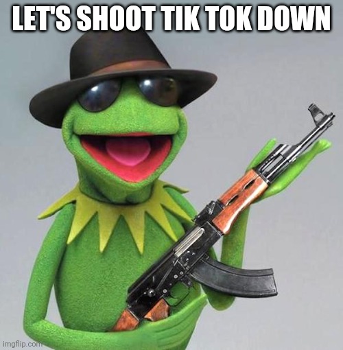 Kermit The Frog Gangster | LET'S SHOOT TIK TOK DOWN | image tagged in kermit the frog gangster | made w/ Imgflip meme maker