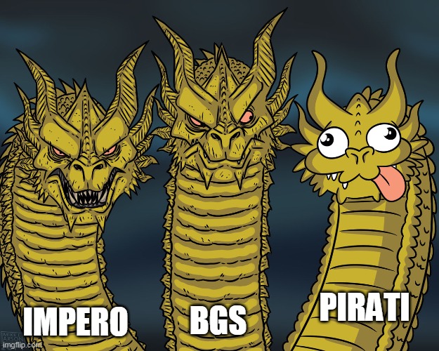 Three Dragons | IMPERO; PIRATI; BGS | image tagged in three dragons | made w/ Imgflip meme maker