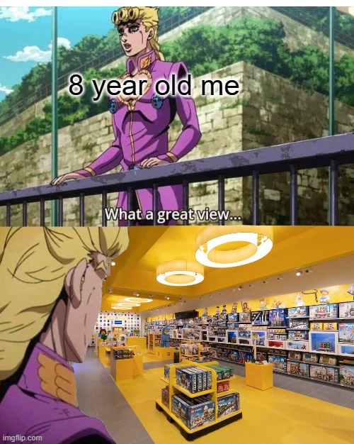 lego is cool | 8 year old me | image tagged in lego,jojo's bizarre adventure | made w/ Imgflip meme maker