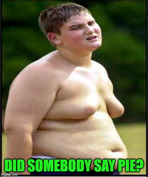 fat kid | DID SOMEBODY SAY PIE? | image tagged in fat kid | made w/ Imgflip meme maker