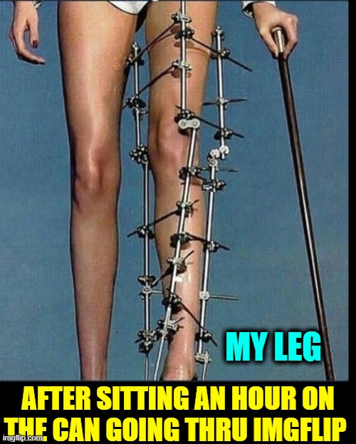 The Perils and Addictive Nature of ImgFlip | MY LEG; AFTER SITTING AN HOUR ON THE CAN GOING THRU IMGFLIP | image tagged in vince vance,leg,goes,asleep,imgflip community,imgflip users | made w/ Imgflip meme maker