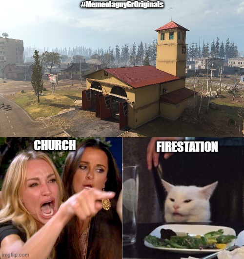 Call of Duty: Modern Warfare - Warzone firestation | #MemeolagnyGrOriginals; FIRESTATION; CHURCH | image tagged in call of duty,warzone,modern warfare,meme,gaming,online gaming | made w/ Imgflip meme maker