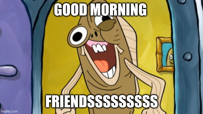 Spongebob Funny Face | GOOD MORNING; FRIENDSSSSSSSSS | image tagged in spongebob funny face | made w/ Imgflip meme maker