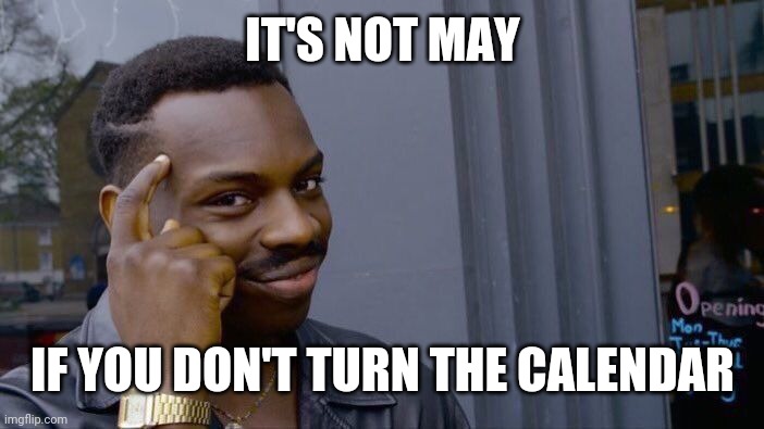 Roll Safe Think About It Meme | IT'S NOT MAY; IF YOU DON'T TURN THE CALENDAR | image tagged in memes,roll safe think about it | made w/ Imgflip meme maker