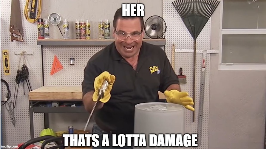 Phil Swift That's A Lotta Damage (Flex Tape/Seal) | HER THATS A LOTTA DAMAGE | image tagged in phil swift that's a lotta damage flex tape/seal | made w/ Imgflip meme maker