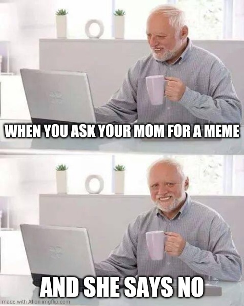 Hide the Pain Harold Meme | WHEN YOU ASK YOUR MOM FOR A MEME; AND SHE SAYS NO | image tagged in memes,hide the pain harold | made w/ Imgflip meme maker