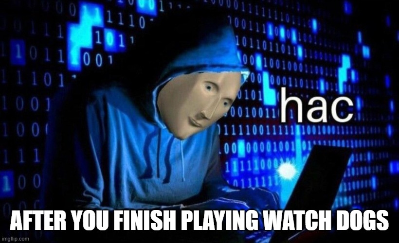 hac | AFTER YOU FINISH PLAYING WATCH DOGS | image tagged in hac | made w/ Imgflip meme maker