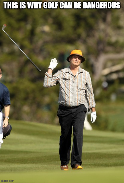 Bill Murray Golf Meme | THIS IS WHY GOLF CAN BE DANGEROUS | image tagged in memes,bill murray golf | made w/ Imgflip meme maker