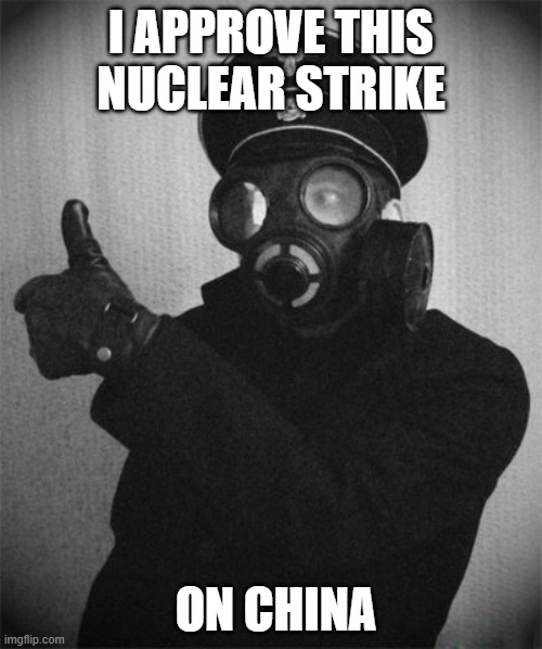 I APPROVE THIS NUCLEAR STRIKE; ON CHINA | image tagged in funny | made w/ Imgflip meme maker