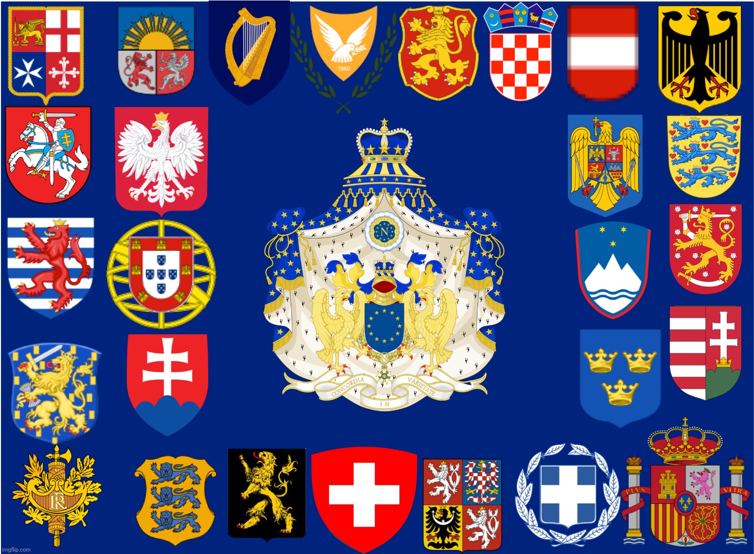 Fictional European Union Coat Of Arms Flag | image tagged in memes | made w/ Imgflip meme maker