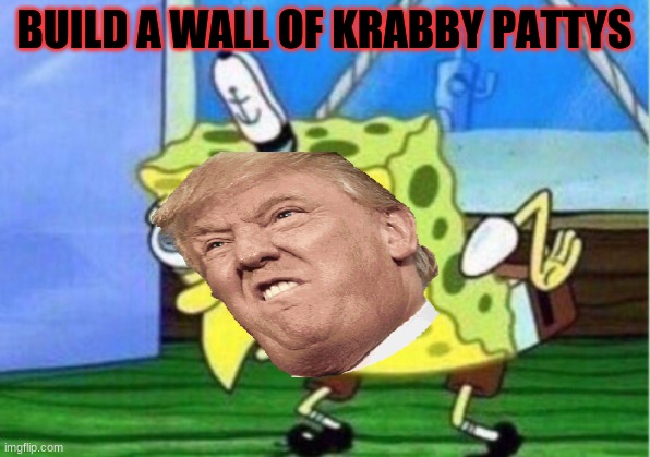 Mocking Spongebob Meme | BUILD A WALL OF KRABBY PATTYS | image tagged in memes,mocking spongebob | made w/ Imgflip meme maker