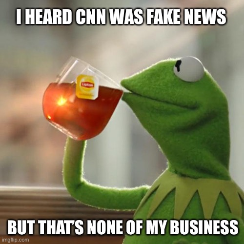 But That's None Of My Business Meme | I HEARD CNN WAS FAKE NEWS; BUT THAT’S NONE OF MY BUSINESS | image tagged in memes,but that's none of my business,kermit the frog | made w/ Imgflip meme maker