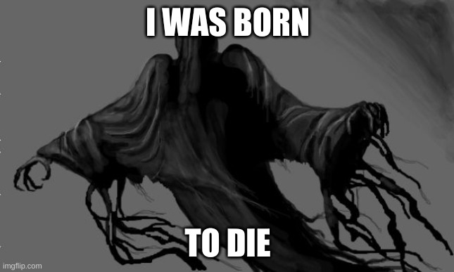 dementor | I WAS BORN; TO DIE | image tagged in dementor | made w/ Imgflip meme maker