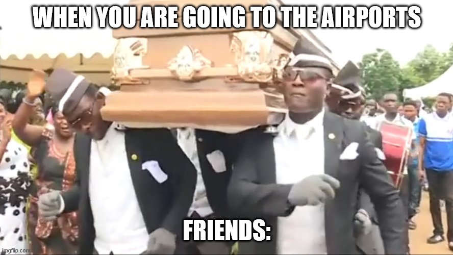 Coffin Dance | WHEN YOU ARE GOING TO THE AIRPORTS; FRIENDS: | image tagged in coffin dance | made w/ Imgflip meme maker