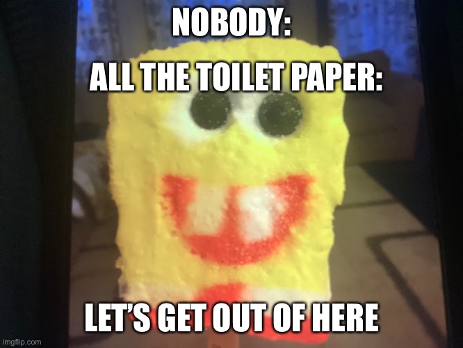 Spongesicle | NOBODY:; ALL THE TOILET PAPER:; LET’S GET OUT OF HERE | image tagged in spongebob | made w/ Imgflip meme maker