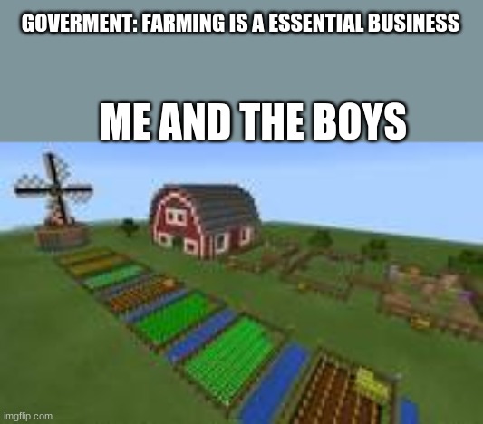 meanwhile on a tractor... | GOVERMENT: FARMING IS A ESSENTIAL BUSINESS; ME AND THE BOYS | image tagged in coronavirus,farming,tractor,fun | made w/ Imgflip meme maker
