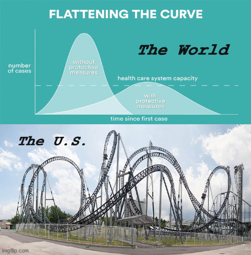 Flatten the Curve | image tagged in covid,flatten the curve,pandemic,covid19,2020,roller coaster | made w/ Imgflip meme maker