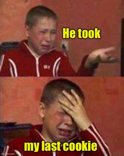 Russian Kid Crying | He took my last cookie | image tagged in russian kid crying | made w/ Imgflip meme maker