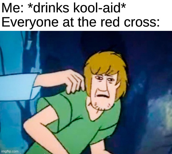 Me: *drinks kool-aid*
Everyone at the red cross: | made w/ Imgflip meme maker