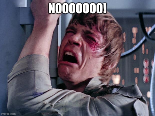 luke nooooo | NOOOOOOO! | image tagged in luke nooooo | made w/ Imgflip meme maker